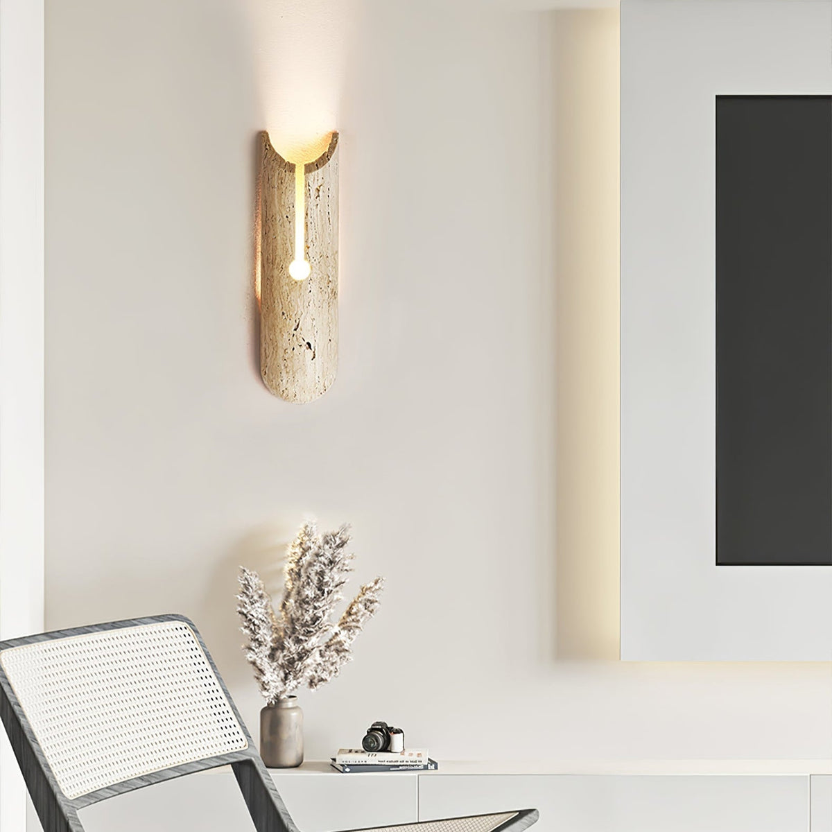 Norerette Rustic Geel travertin wandlamp