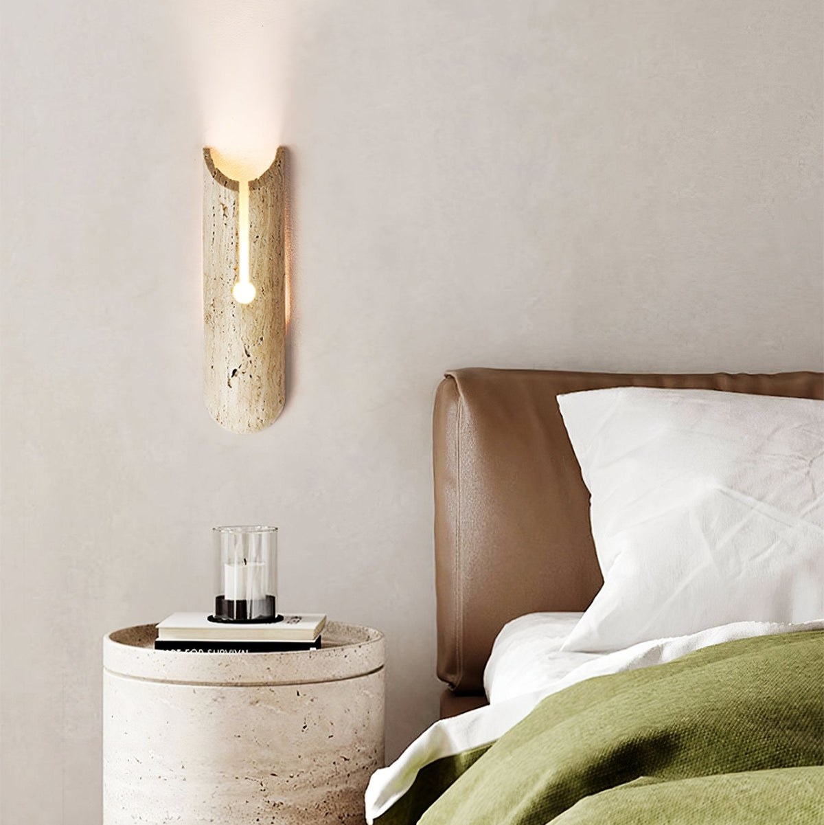 Norerette Rustic Geel travertin wandlamp