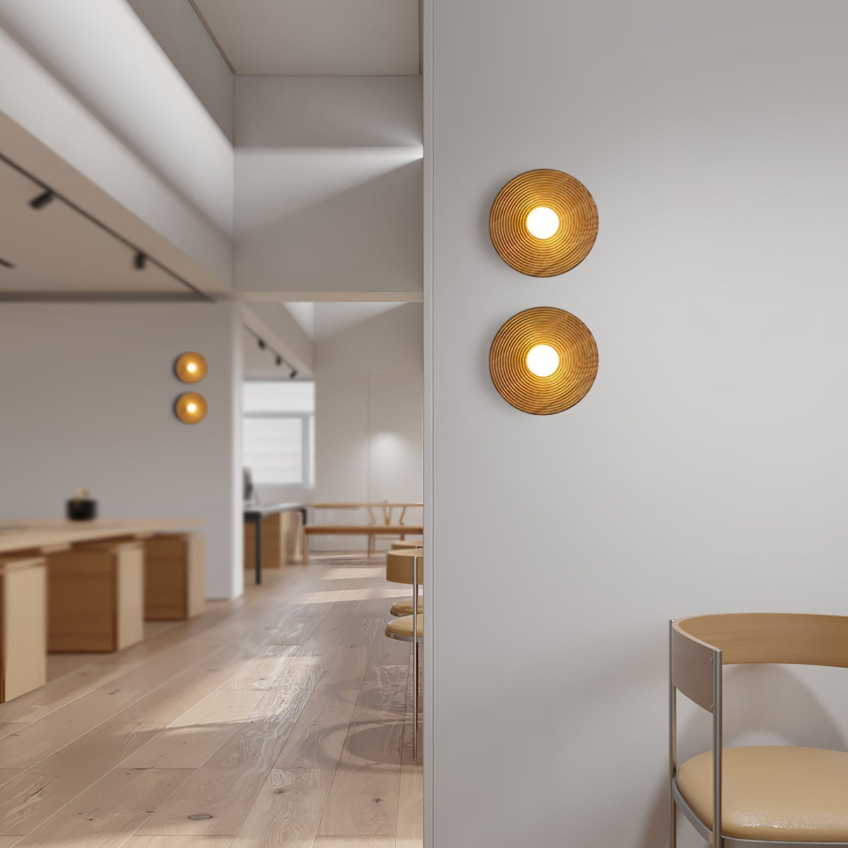 Aldenise Noordse kunst Contour wandlamp van walnoothout