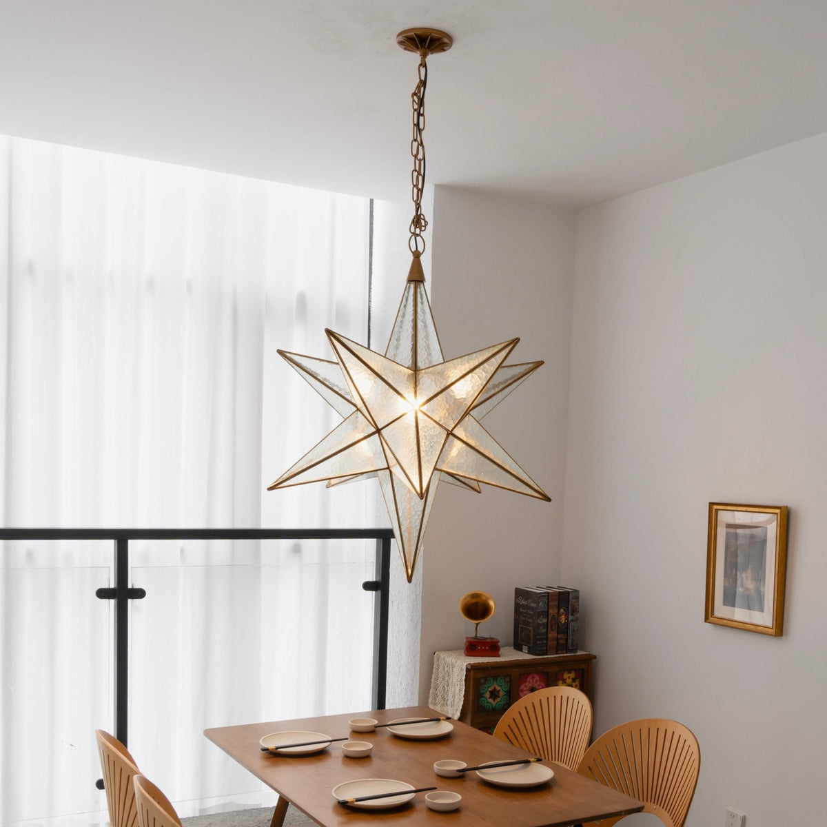 Sotr elegante kroonluchter met glazen ster
