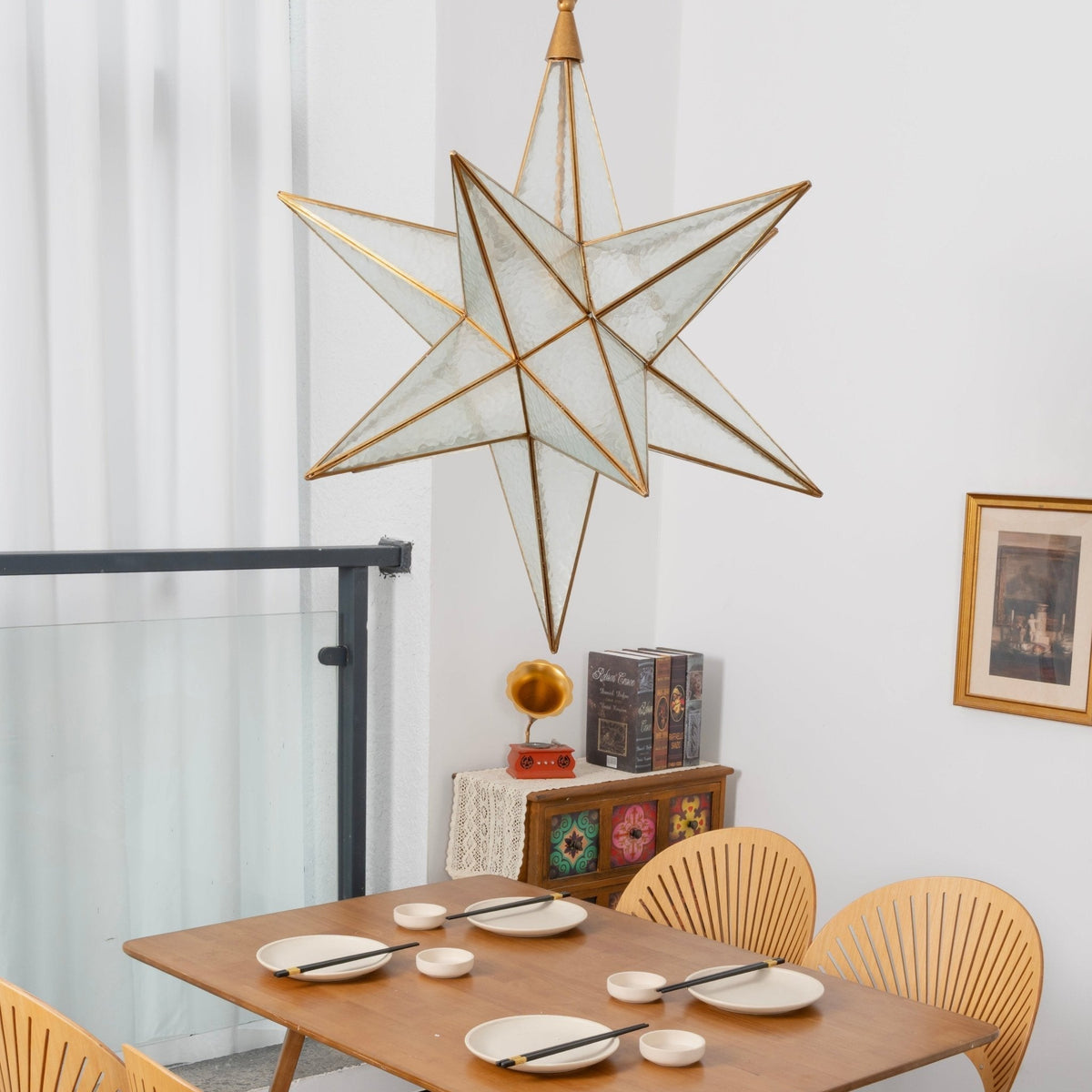 Sotr elegante kroonluchter met glazen ster