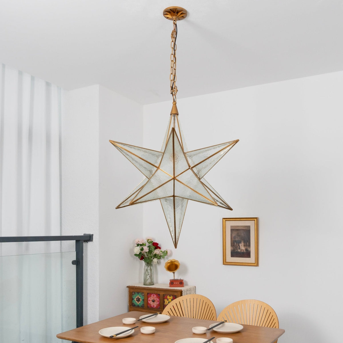 Sotr elegante kroonluchter met glazen ster
