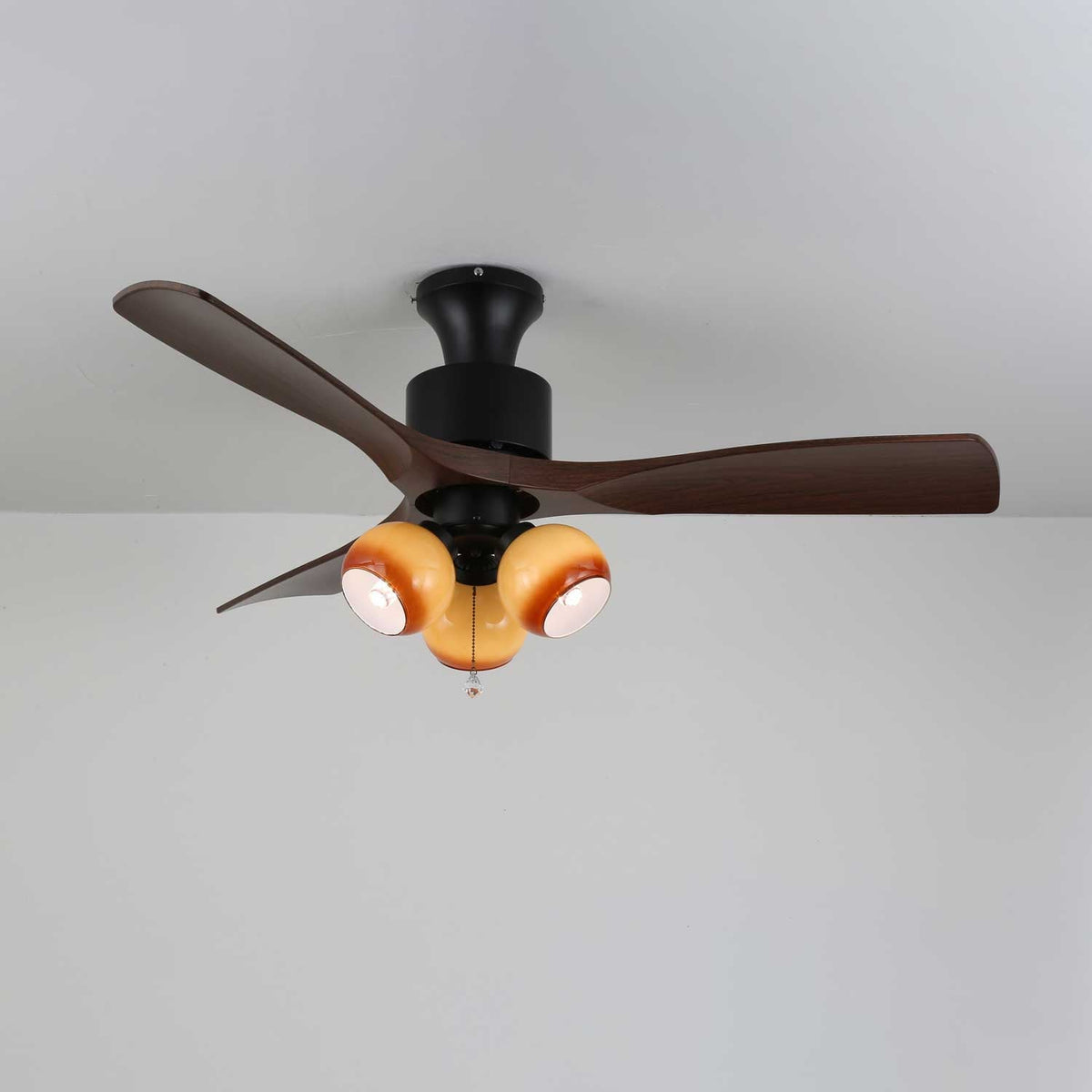 Gwen Vintage glazen plafondventilator met verlichting