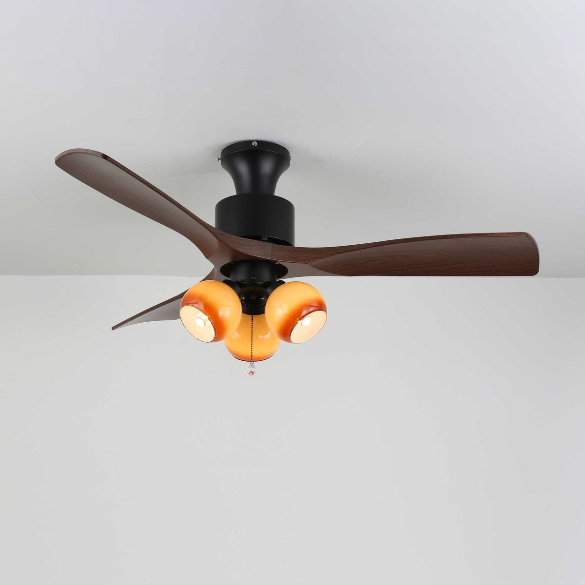 Gwen Vintage glazen plafondventilator met verlichting