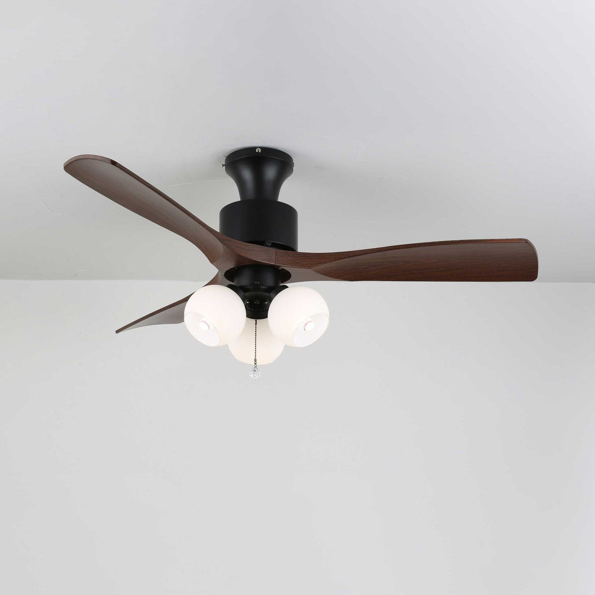 Gwen Vintage glazen plafondventilator met verlichting