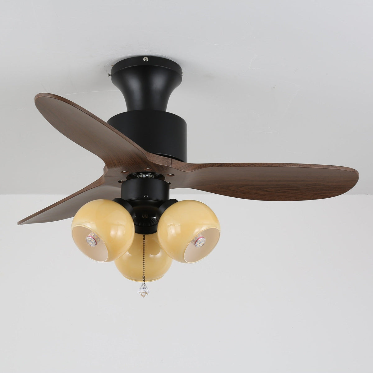 Gwen Vintage glazen plafondventilator met verlichting