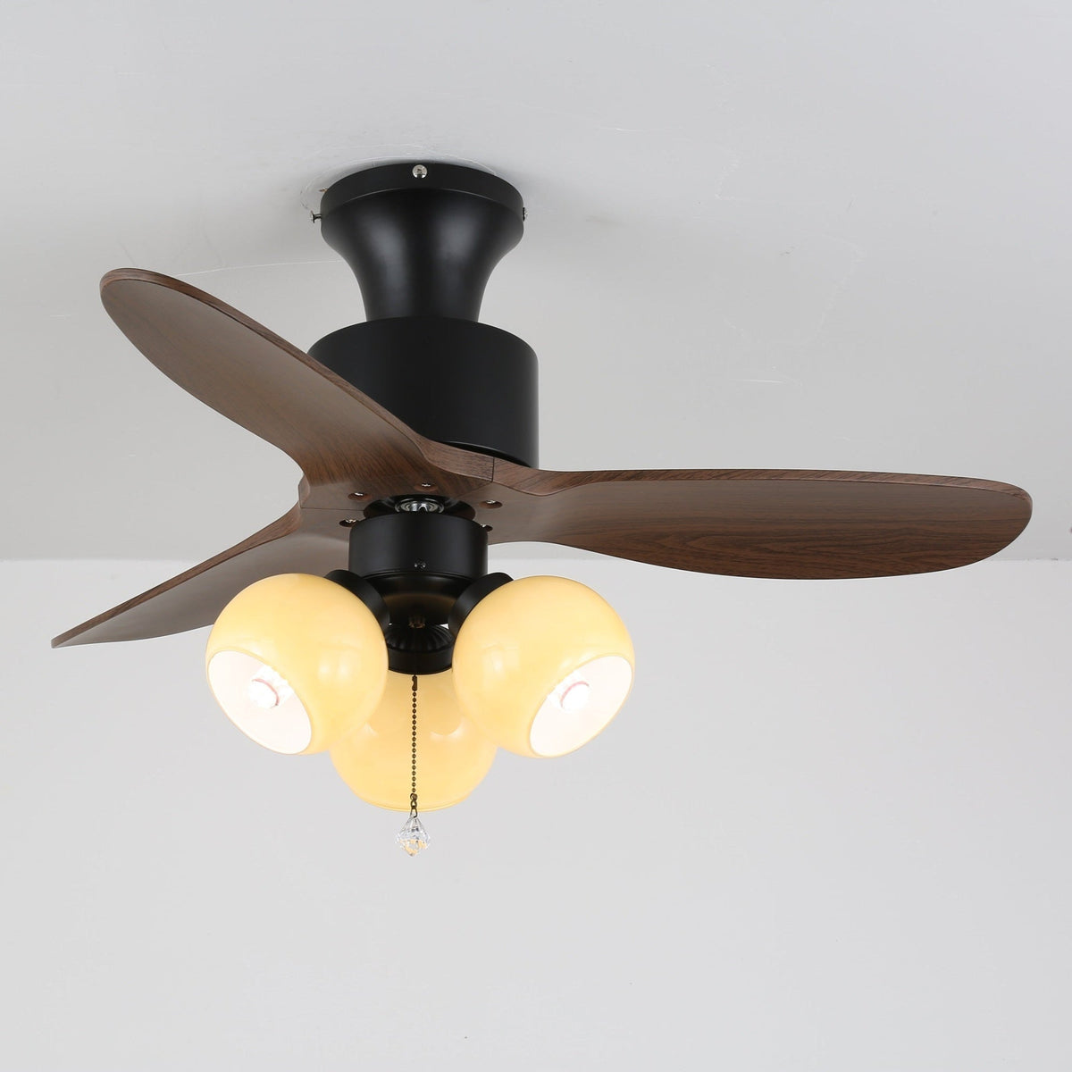 Gwen Vintage glazen plafondventilator met verlichting