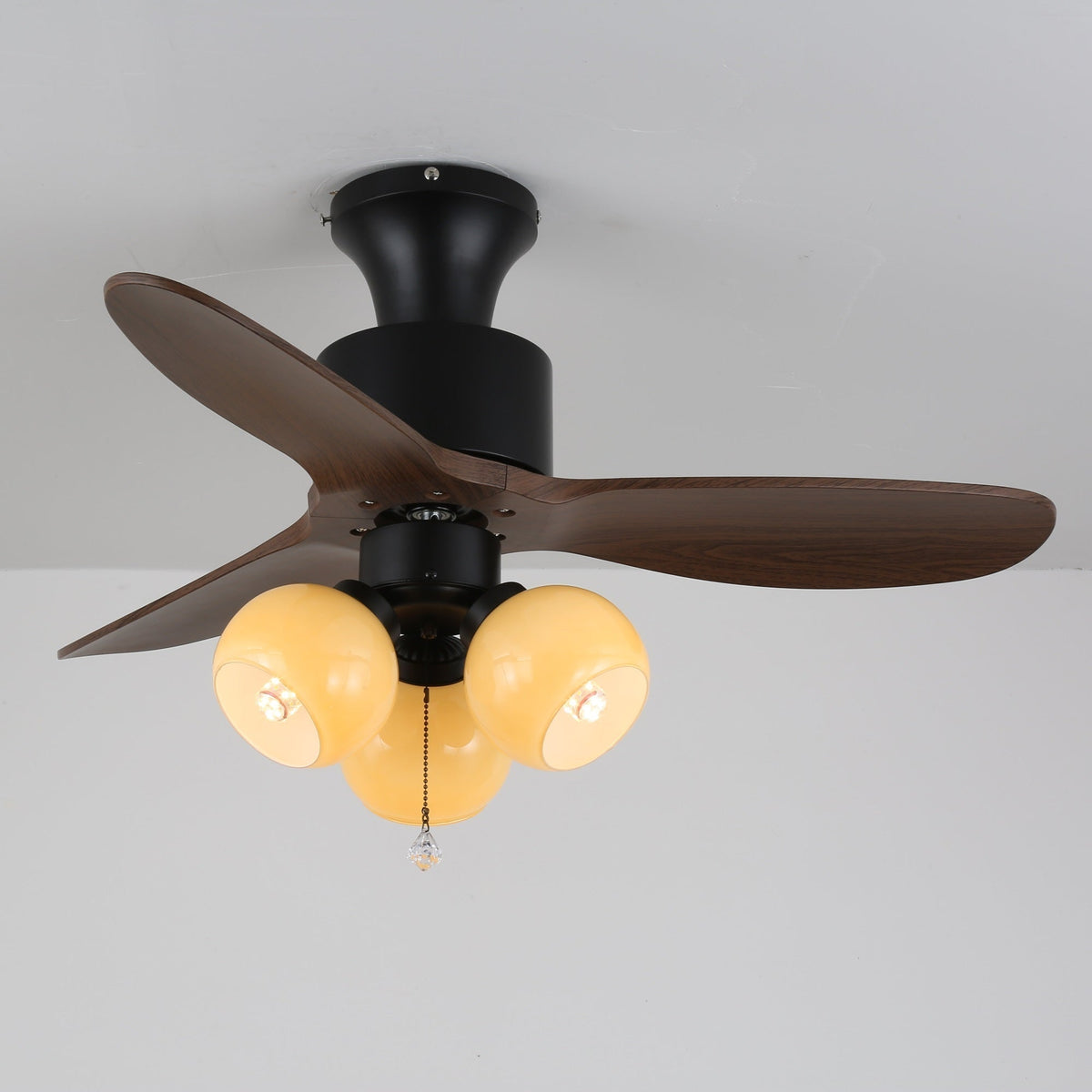 Gwen Vintage glazen plafondventilator met verlichting