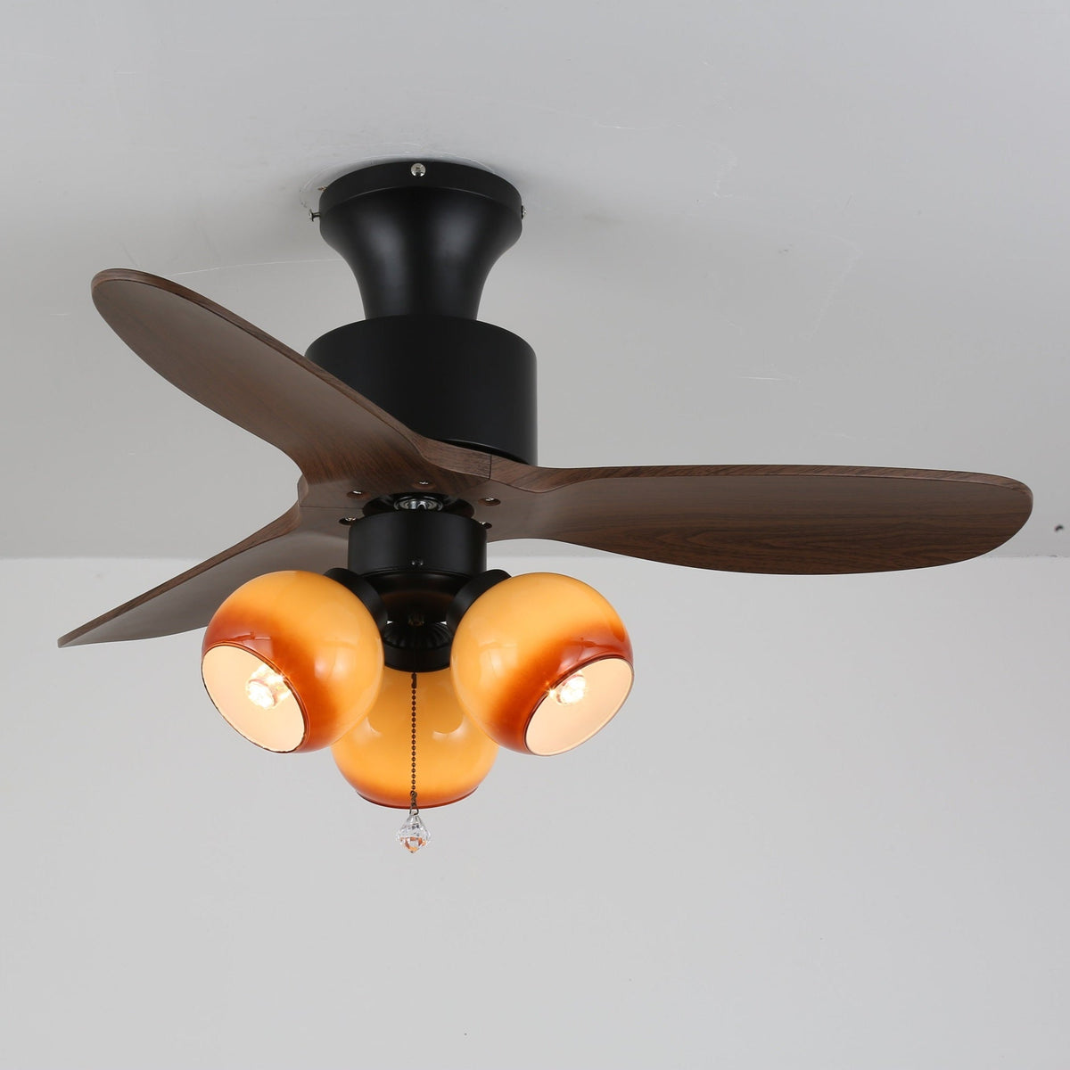 Gwen Vintage glazen plafondventilator met verlichting