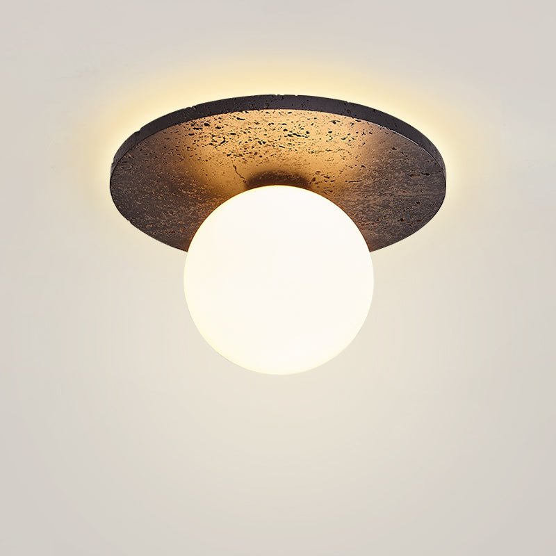 Otto Zwart travertin plafondlamp met bolvormige kap