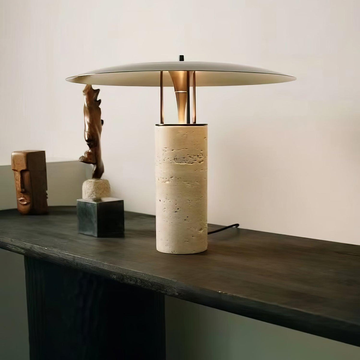 Eara Disc-Pillar travertin tafellamp