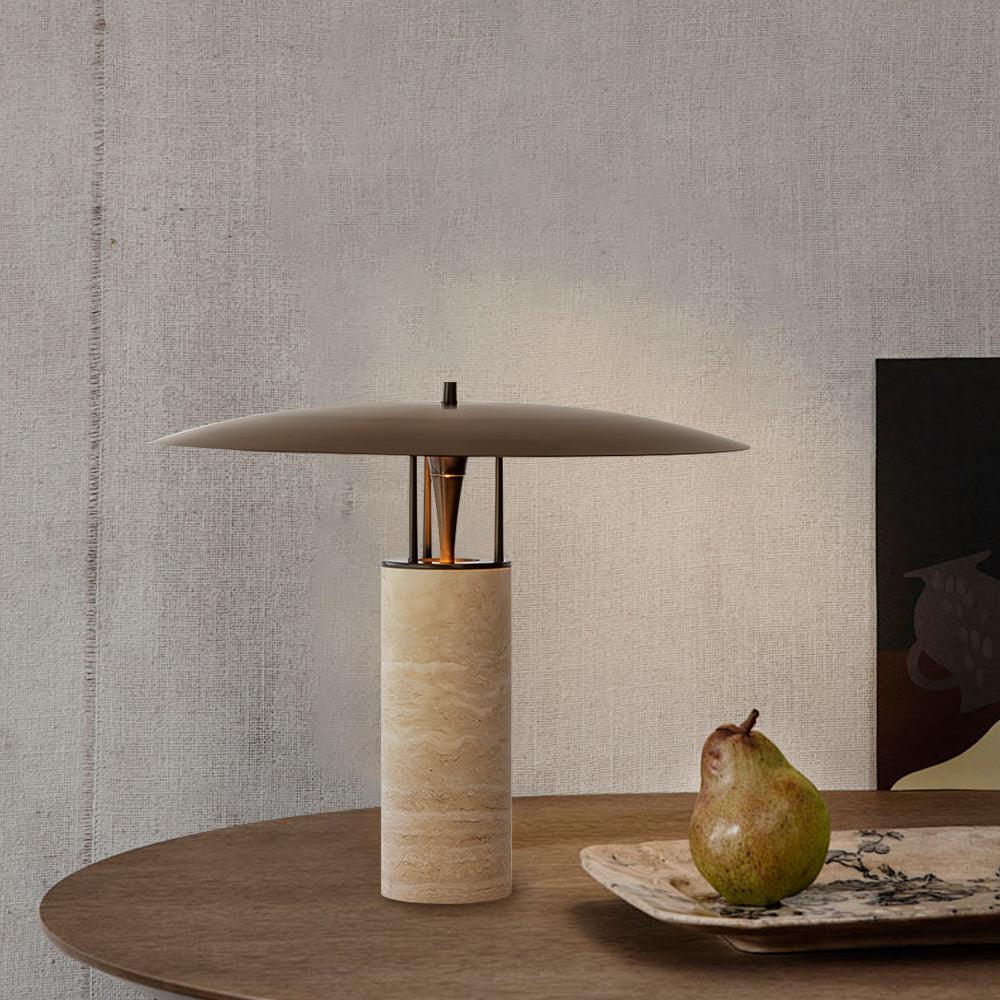 Eara Disc-Pillar travertin tafellamp