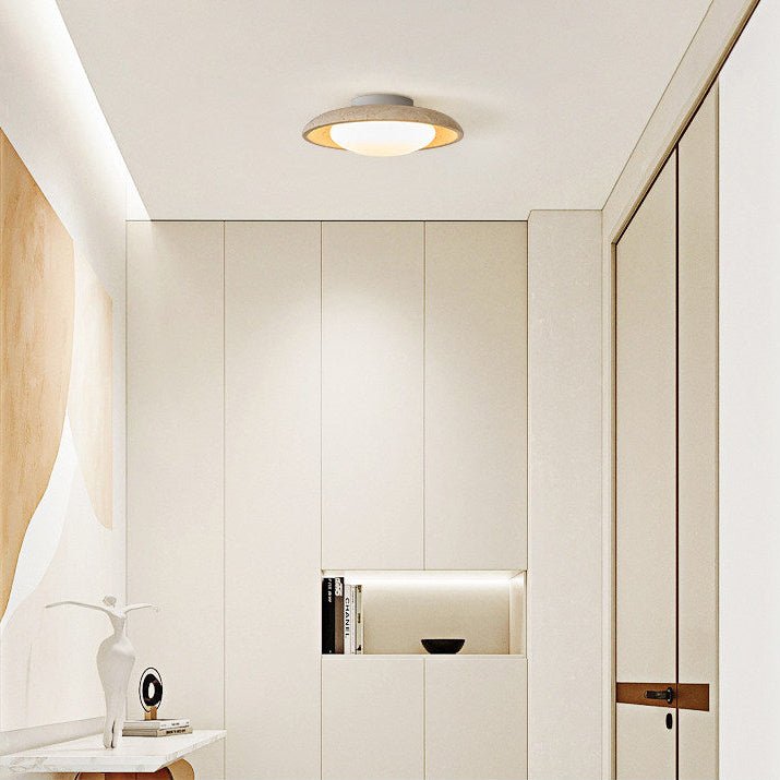 Tavuena Geel travertin plafondlamp