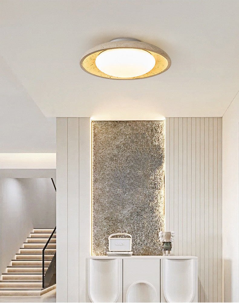 Tavuena Geel travertin plafondlamp