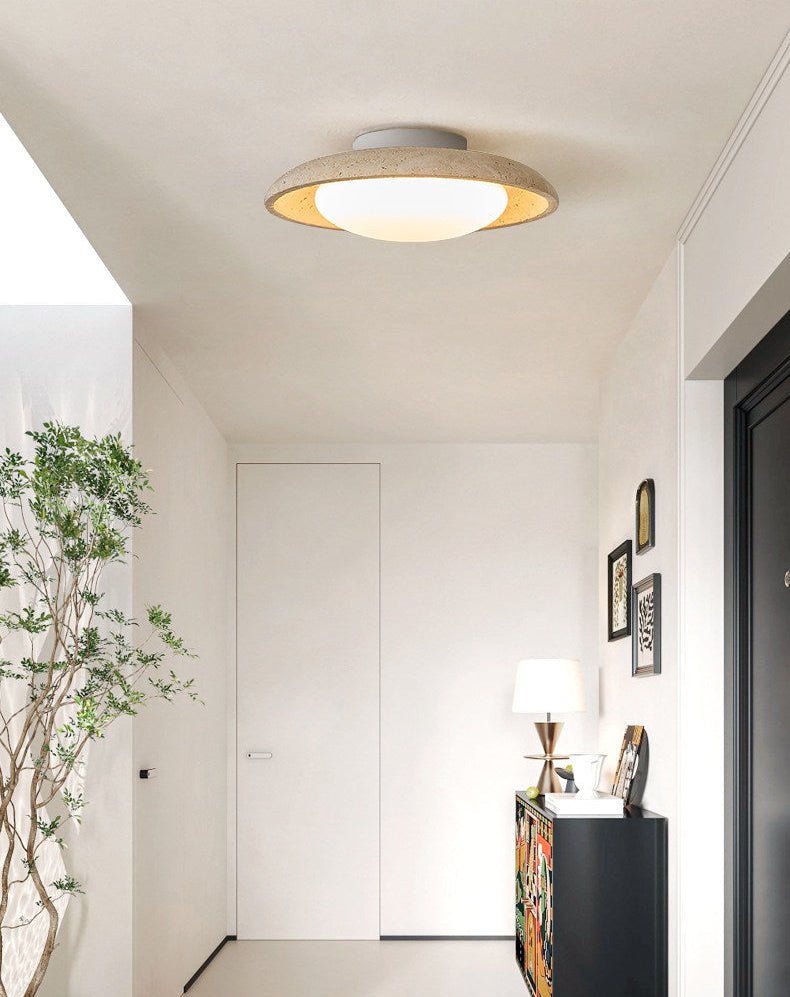 Tavuena Geel travertin plafondlamp