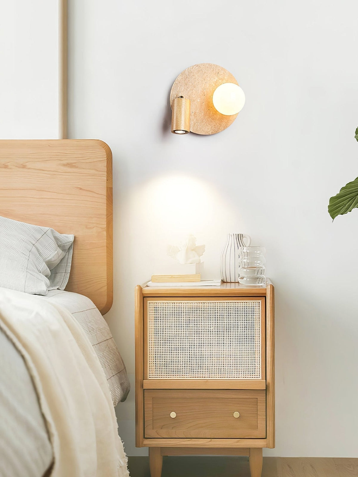 Armara wandlamp met Geel travertin Schijf