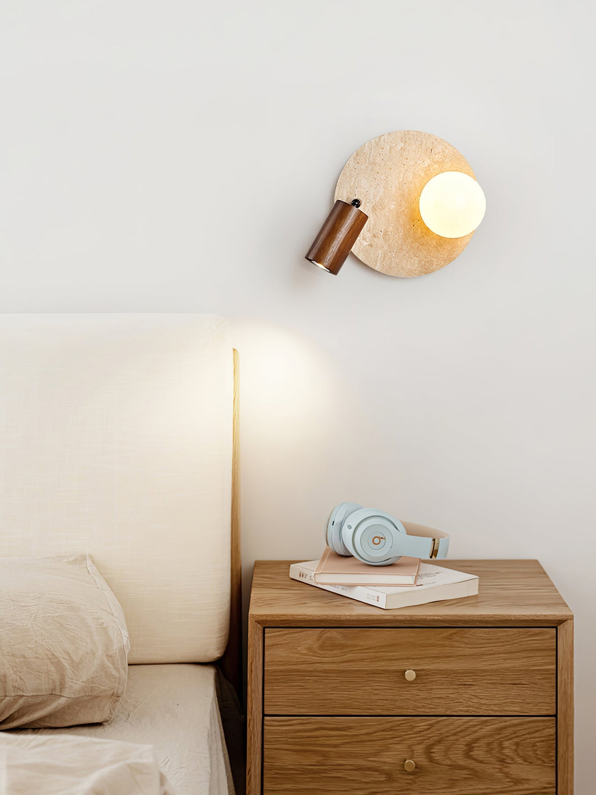 Armara wandlamp met Geel travertin Schijf