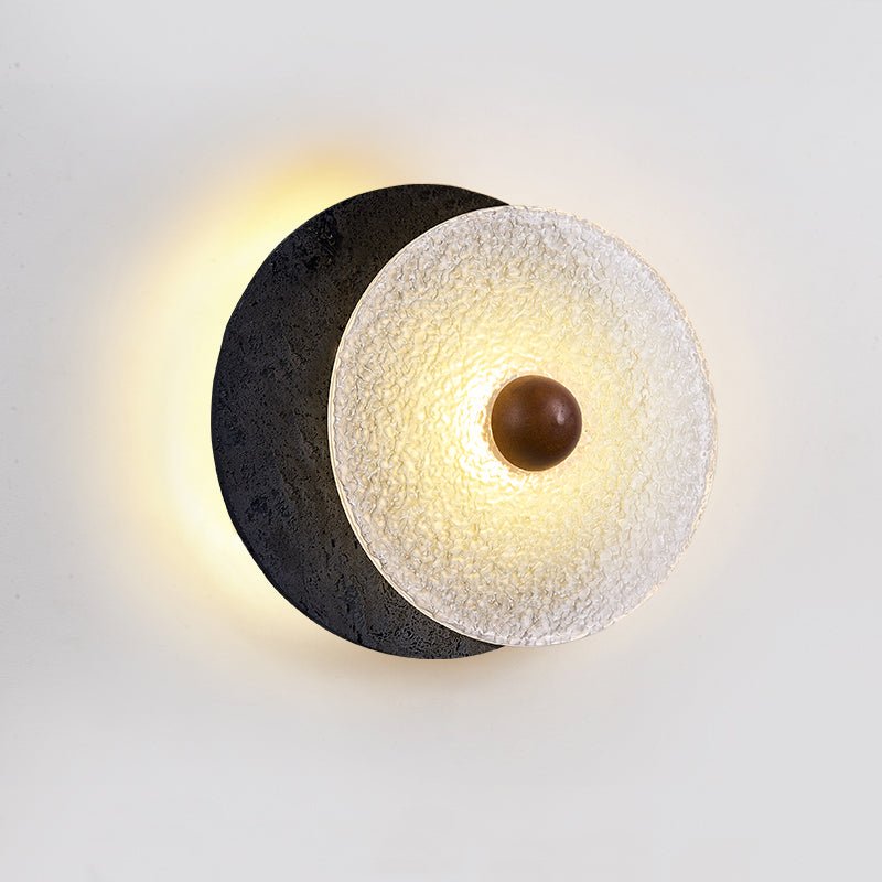 Valalaine Getextureerd Zwart Travertin Glas schijf Wandlamp