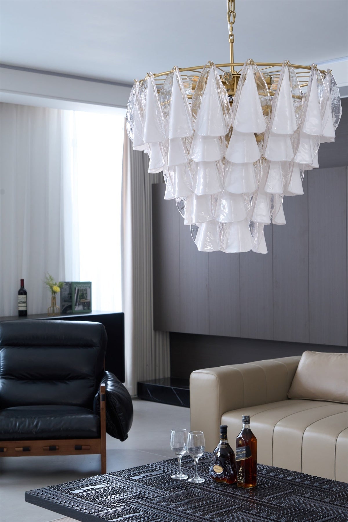 Eiririel Kroonluchter Wit Bloemblaad glas Gelaagd Modern