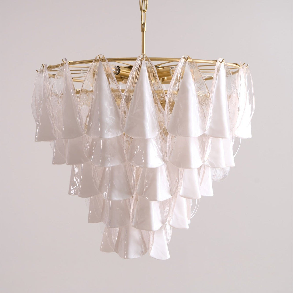 Eiririel Kroonluchter Wit Bloemblaad glas Gelaagd Modern