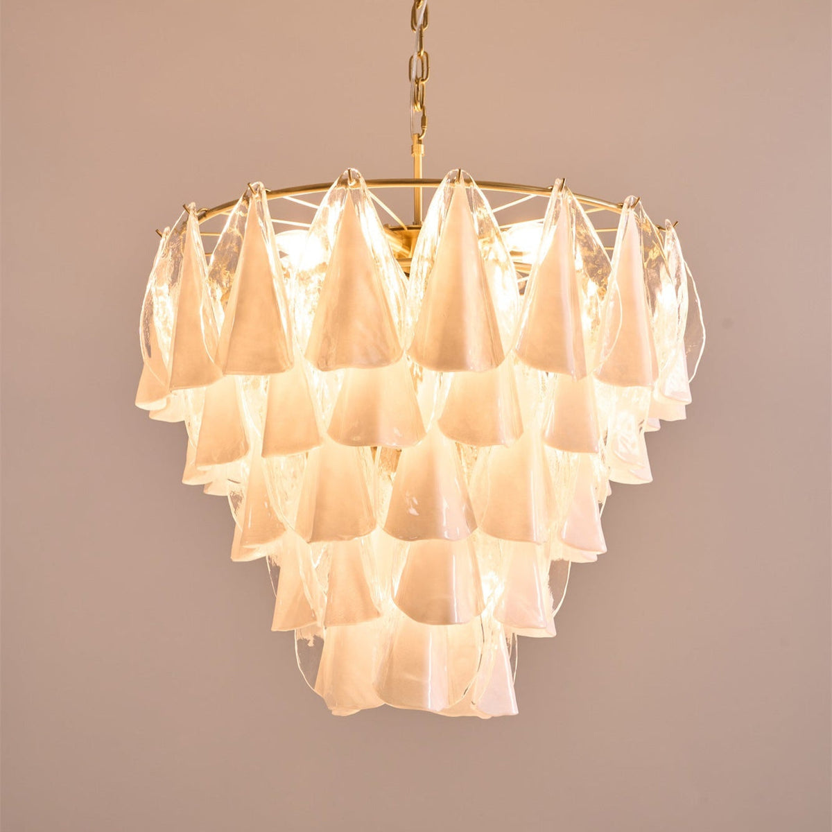 Eiririel Kroonluchter Wit Bloemblaad glas Gelaagd Modern