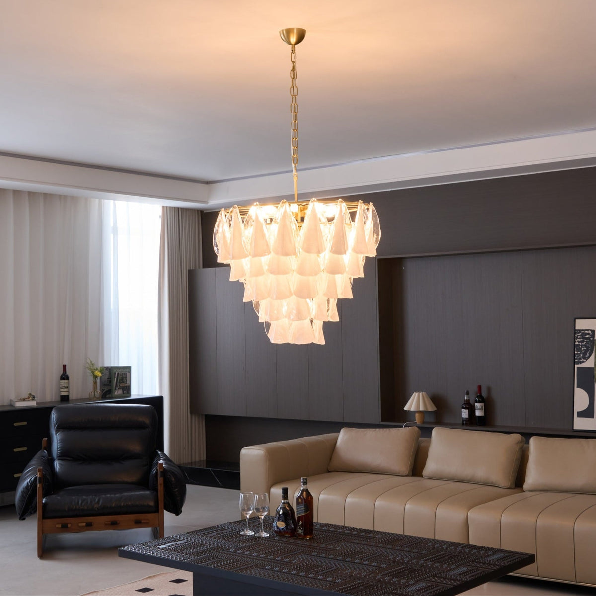 Eiririel Kroonluchter Wit Bloemblaad glas Gelaagd Modern