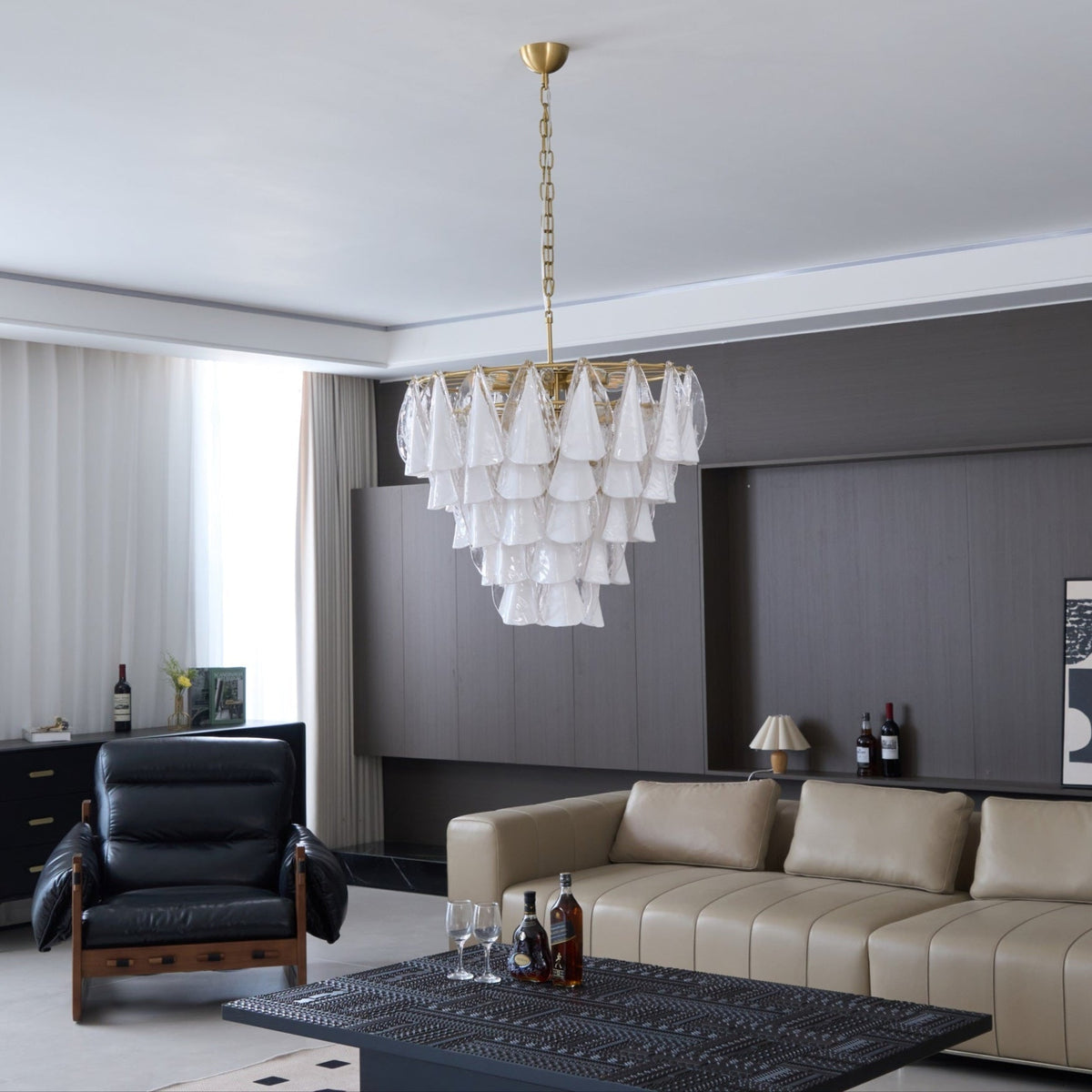 Eiririel Kroonluchter Wit Bloemblaad glas Gelaagd Modern