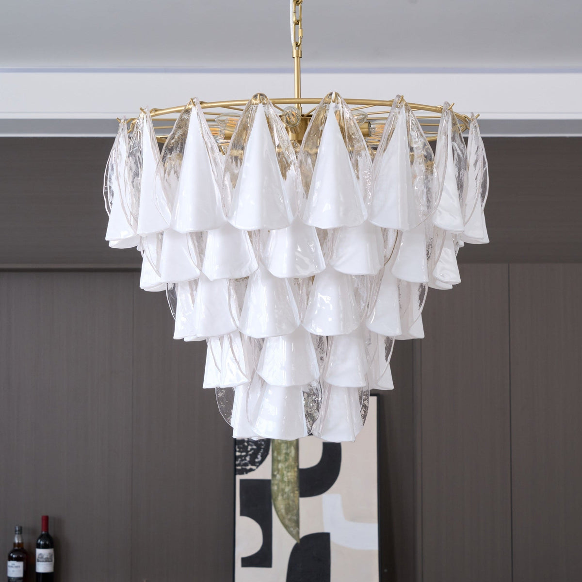 Eiririel Kroonluchter Wit Bloemblaad glas Gelaagd Modern