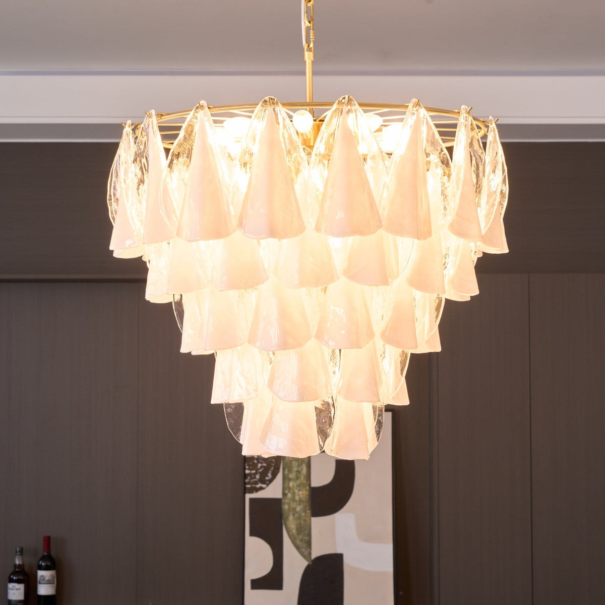 Eiririel Kroonluchter Wit Bloemblaad glas Gelaagd Modern