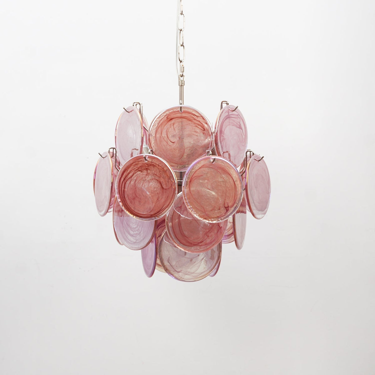 Teriinelle kroonluchter met meelagen Murano-disc kunstwerk in meerdere kleuren