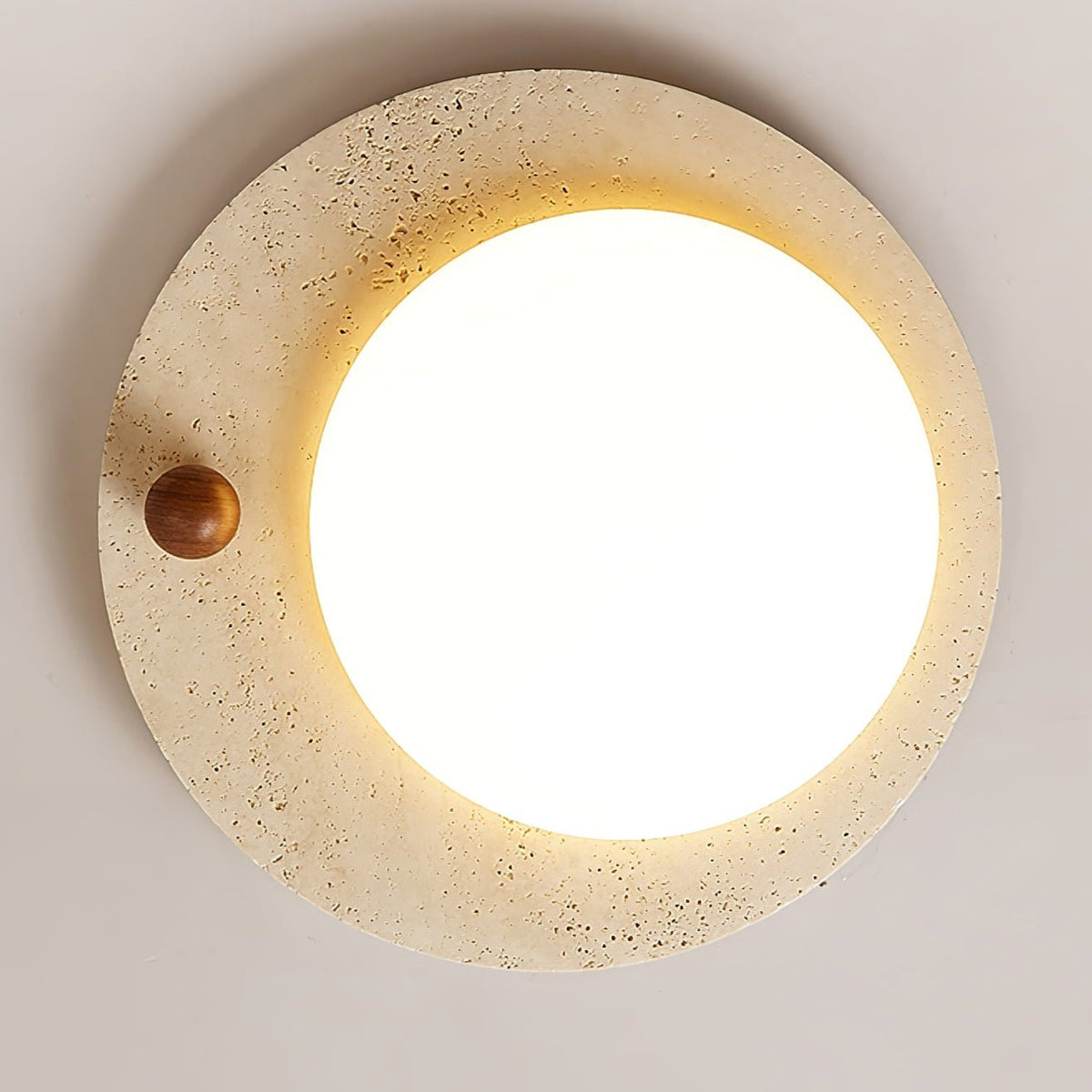 Aeolian cirkelvormige plafondlamp in geel travertin
