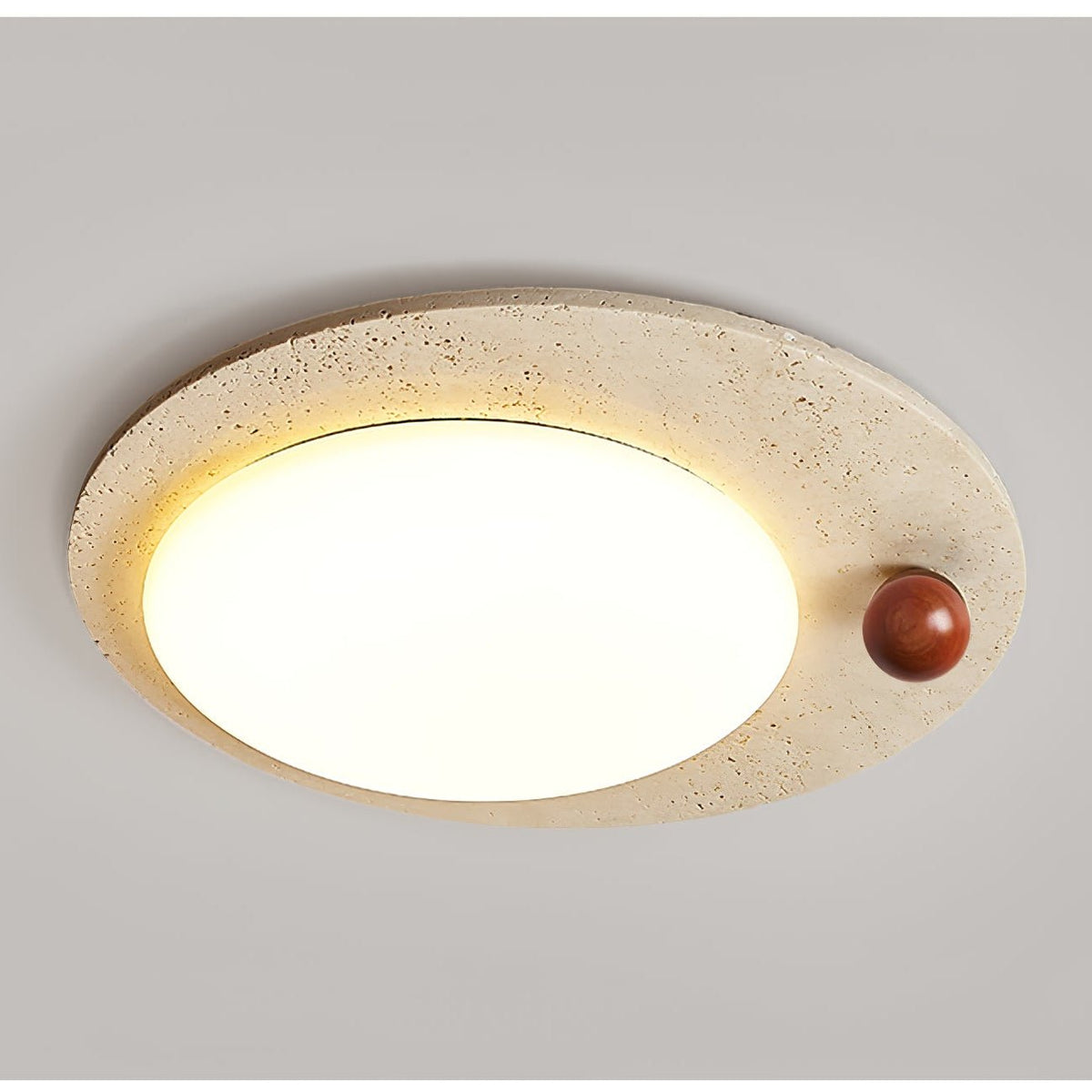 Aeolian cirkelvormige plafondlamp in geel travertin