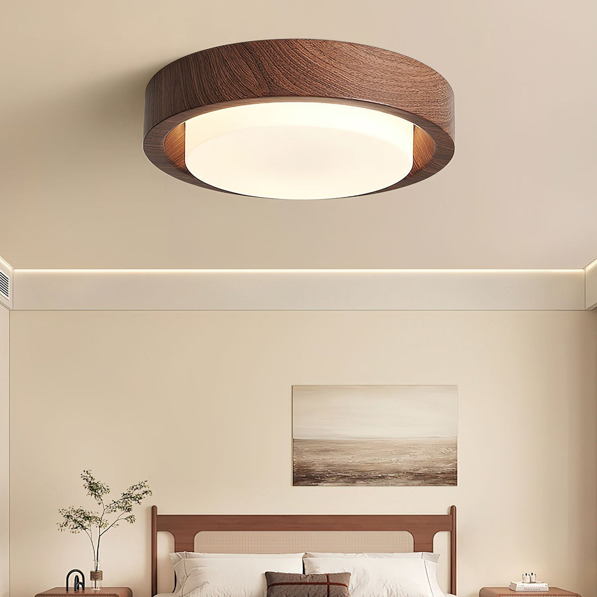 Sylaeon Minimalistische plafondlamp van walnoothout