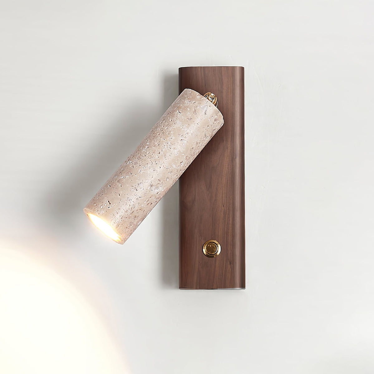Valeaya cilindrische wandlamp van geel travertin