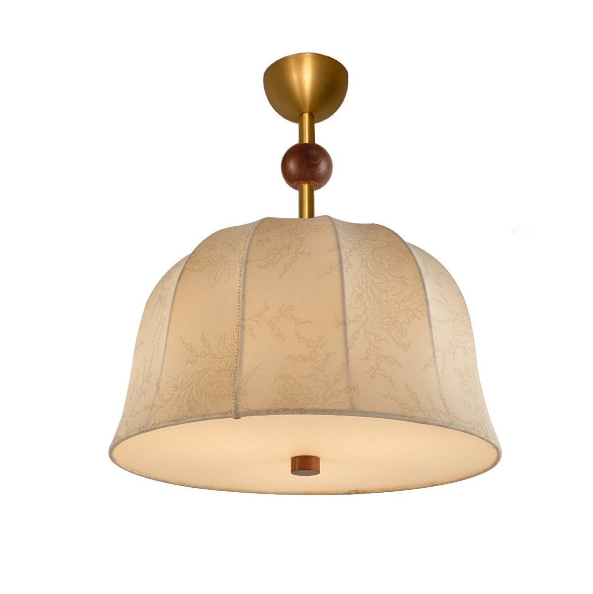 Plafondlamp in stof, metaal en hout voor elegante warme interieurs