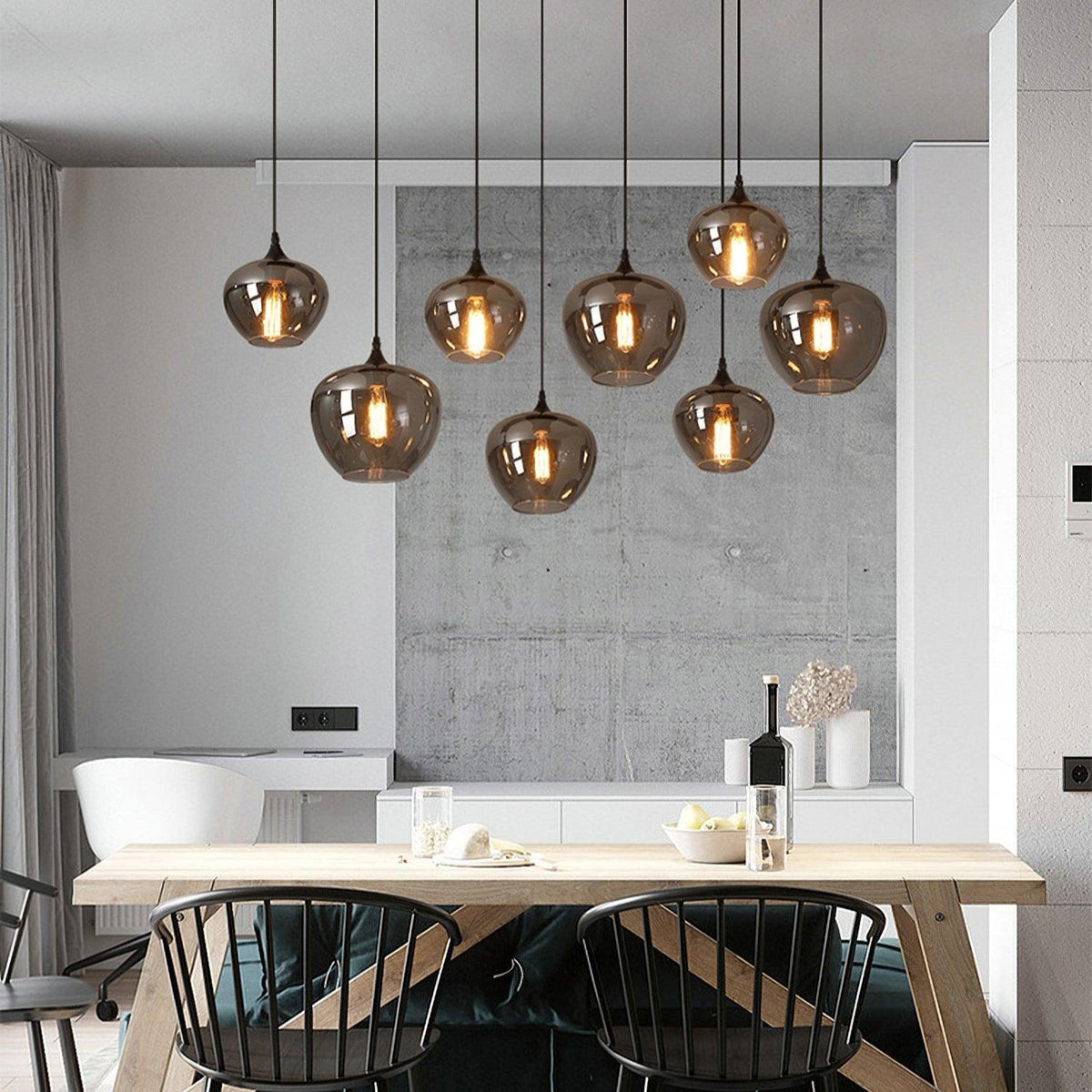 Tevely hanglamp met industriële stijl en glazen kap