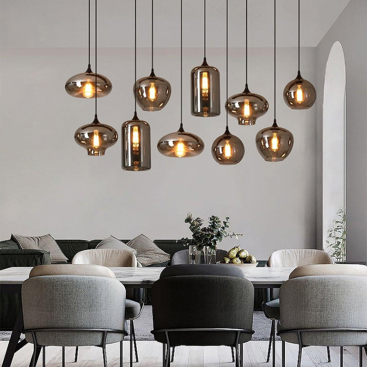 Tevely hanglamp met industriële stijl en glazen kap