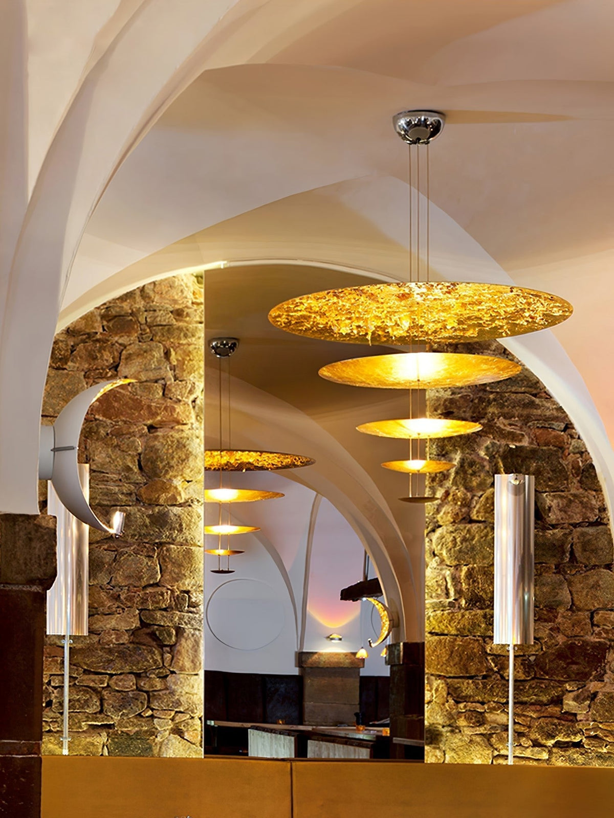 Phelion gelaagde hanglamp van goudfolie