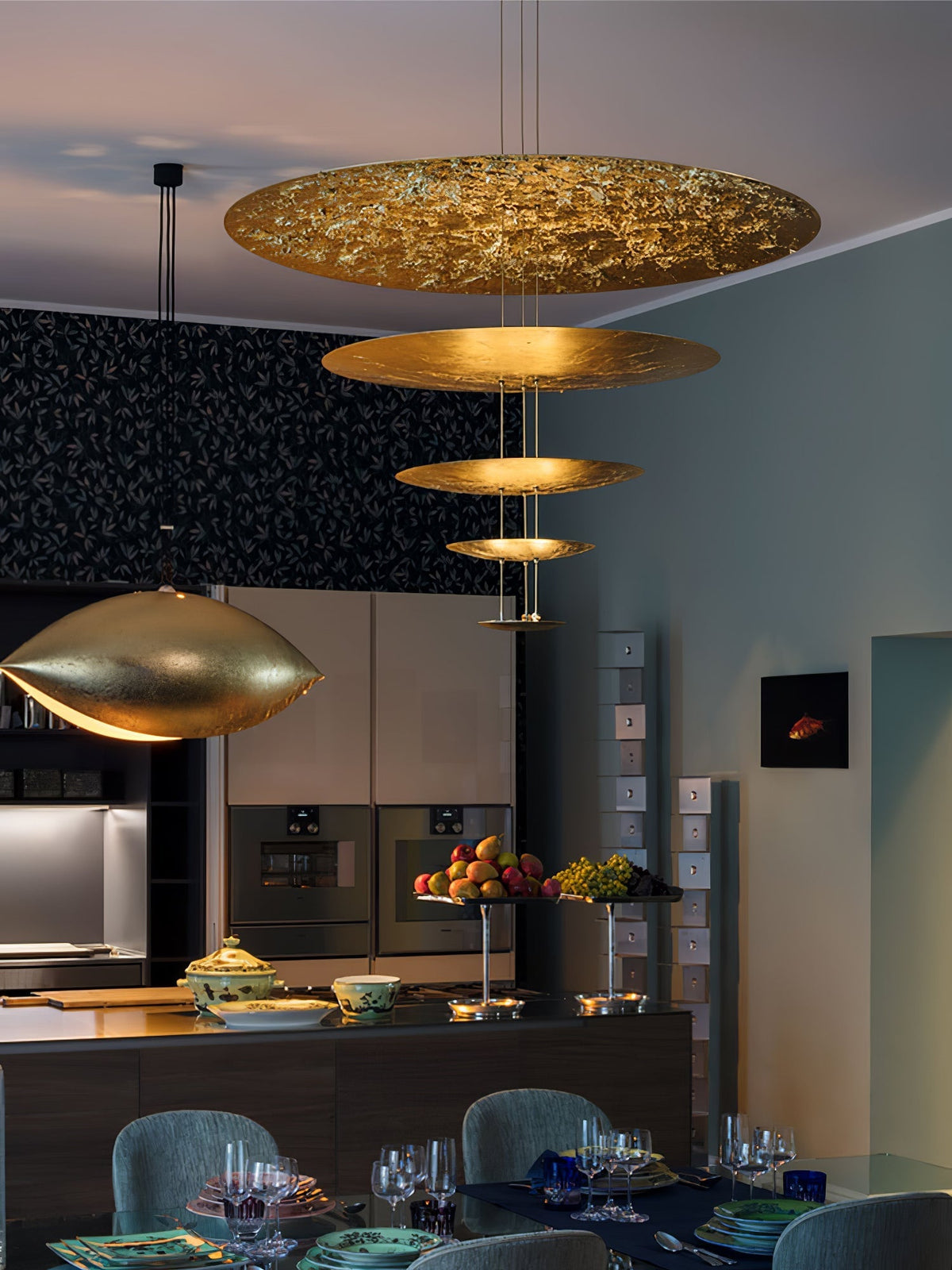 Phelion gelaagde hanglamp van goudfolie