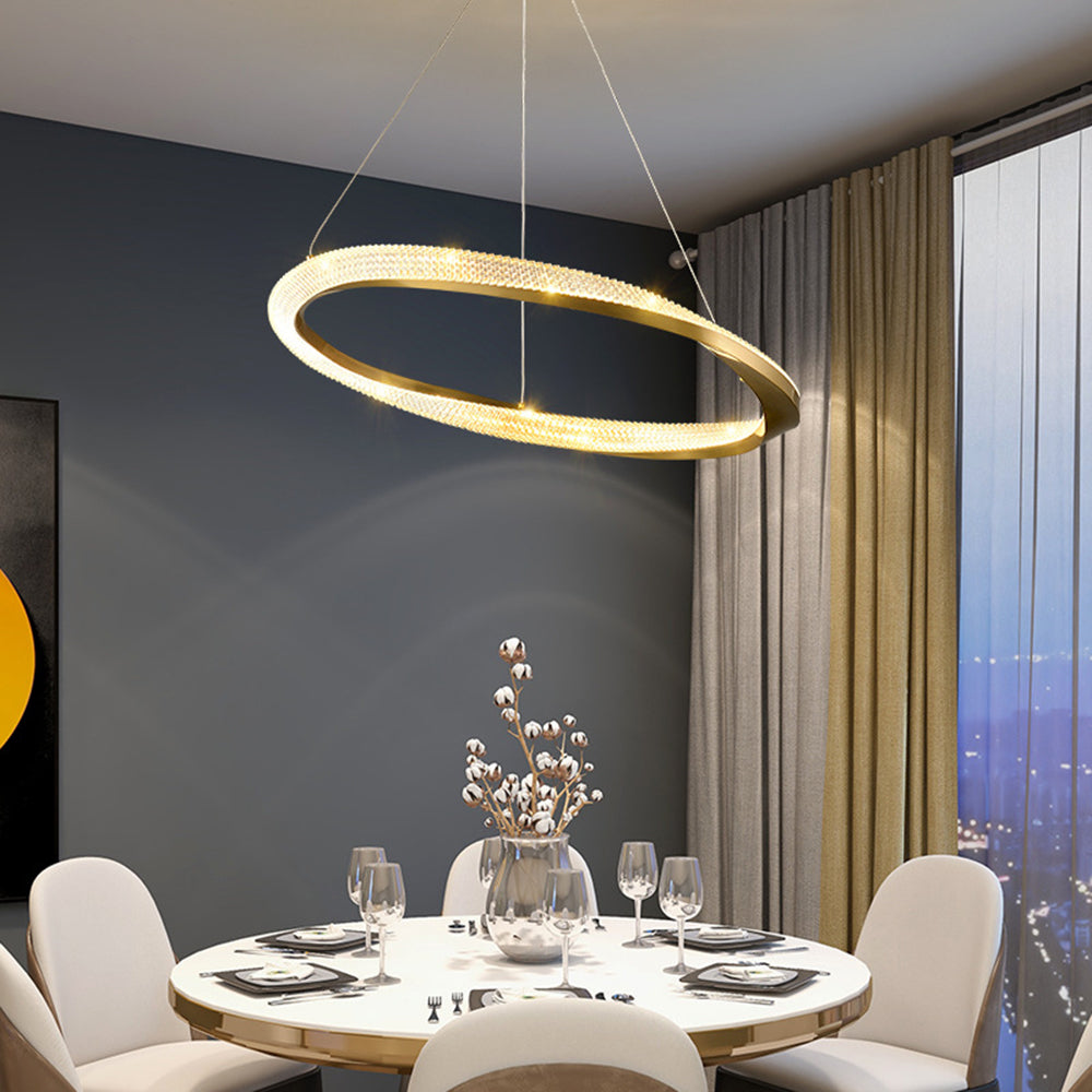 Alonza Minimalist  Ring Spiral Shape Metal Pendant Light,Gold