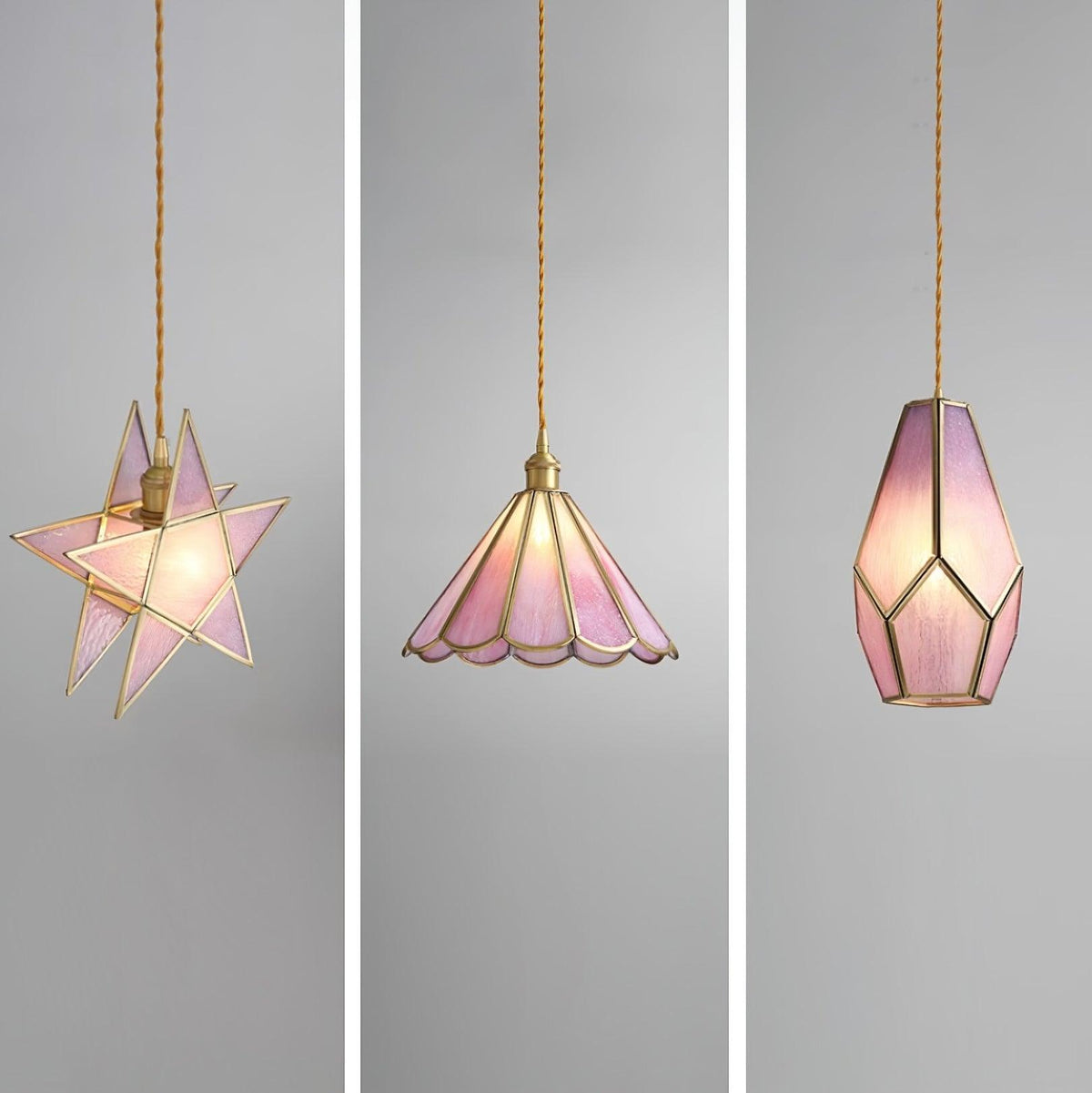Lione roze ingekleurd glas hanglamp