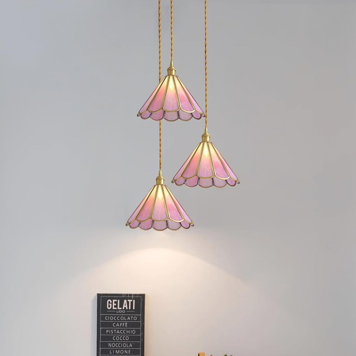 Lione roze ingekleurd glas hanglamp