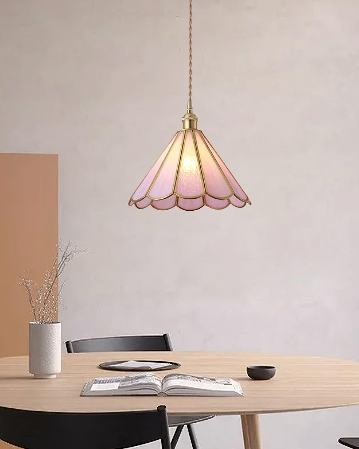 Lione roze ingekleurd glas hanglamp