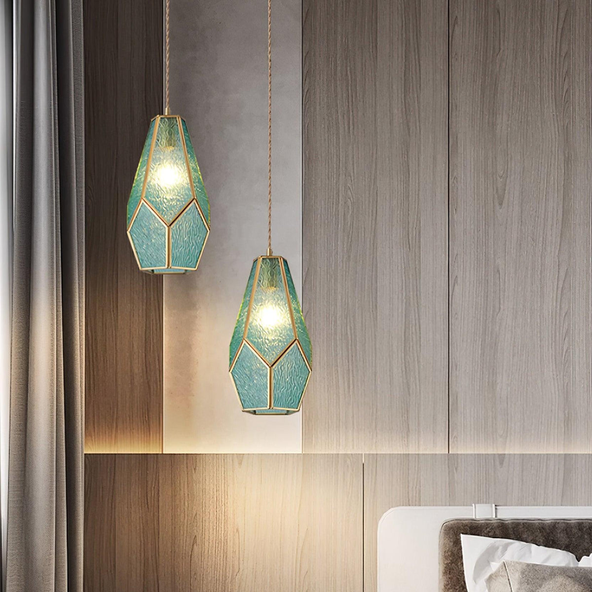Lione roze ingekleurd glas hanglamp