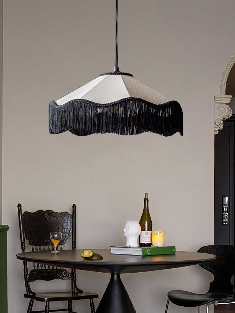 Elmsford hanglamp met kwastjes van stof