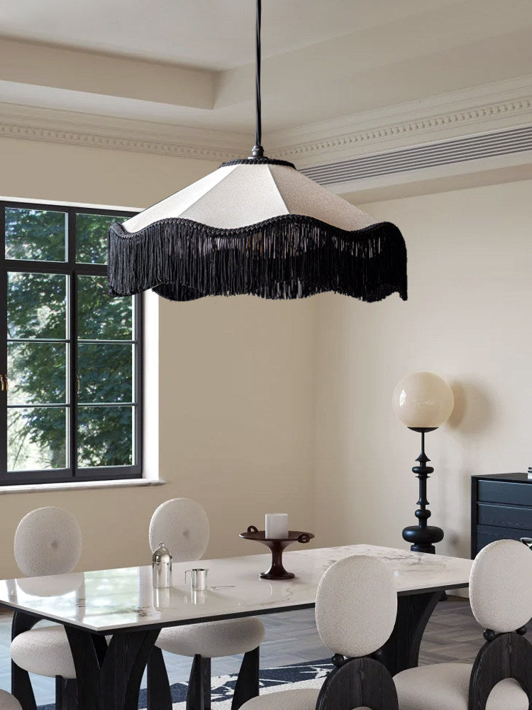 Elmsford hanglamp met kwastjes van stof