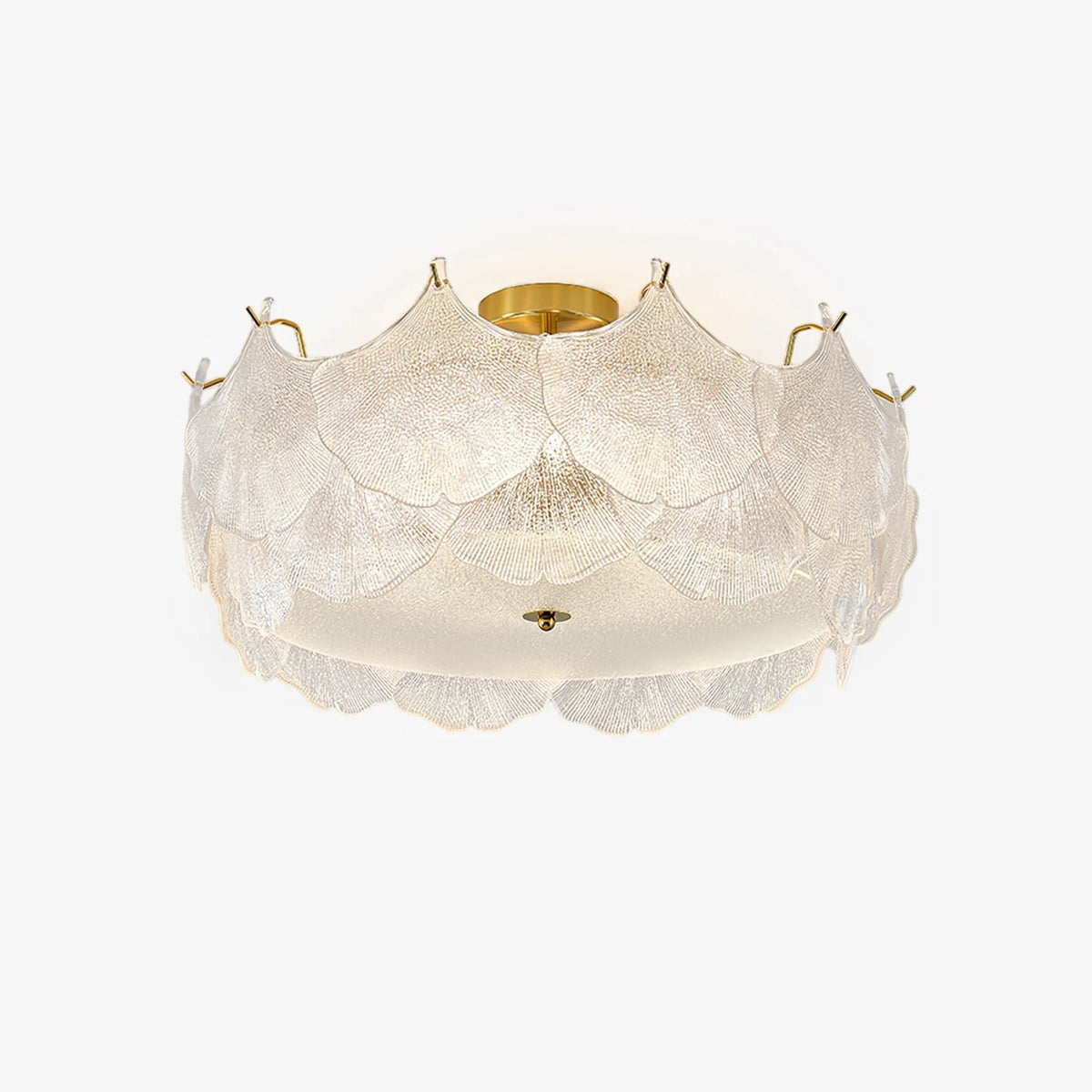 Quineth plafondlamp met cluster van maple-bladeren in glas