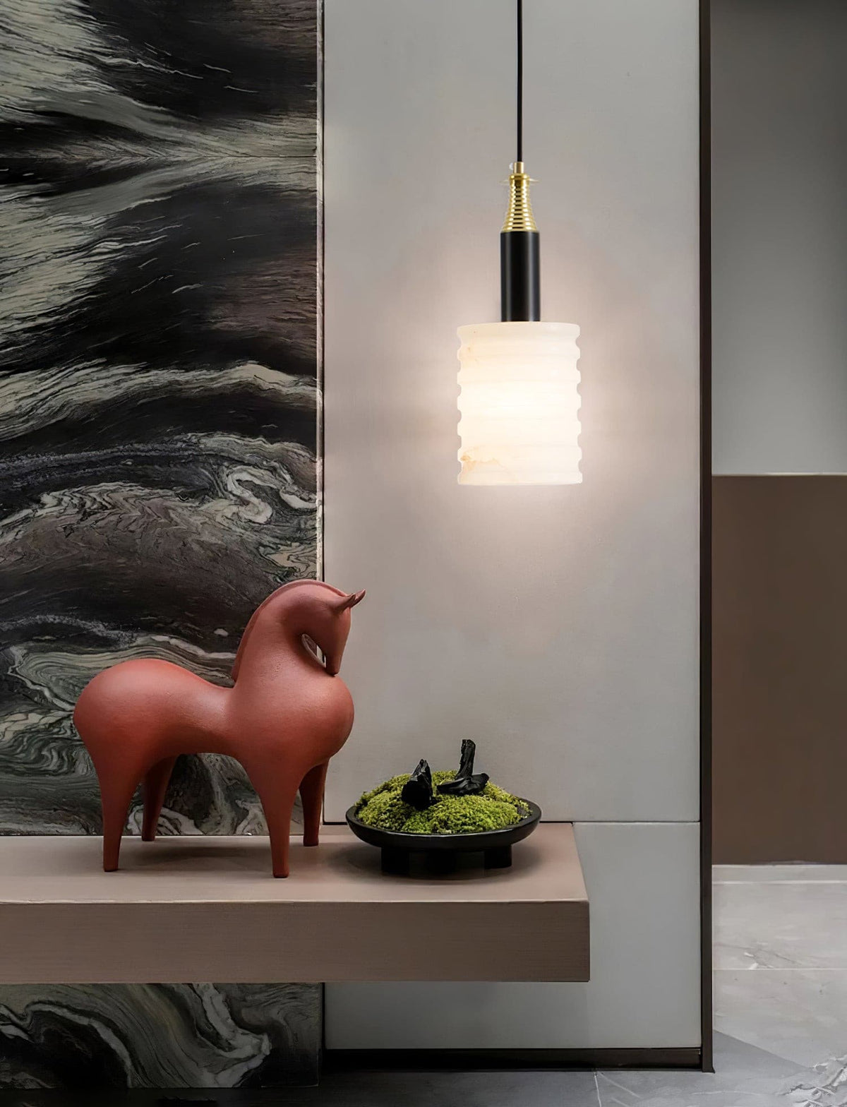 Hanglamp Albast Ribbelcilinder