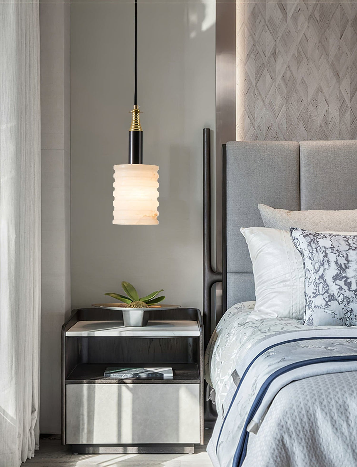 Hanglamp Albast Ribbelcilinder