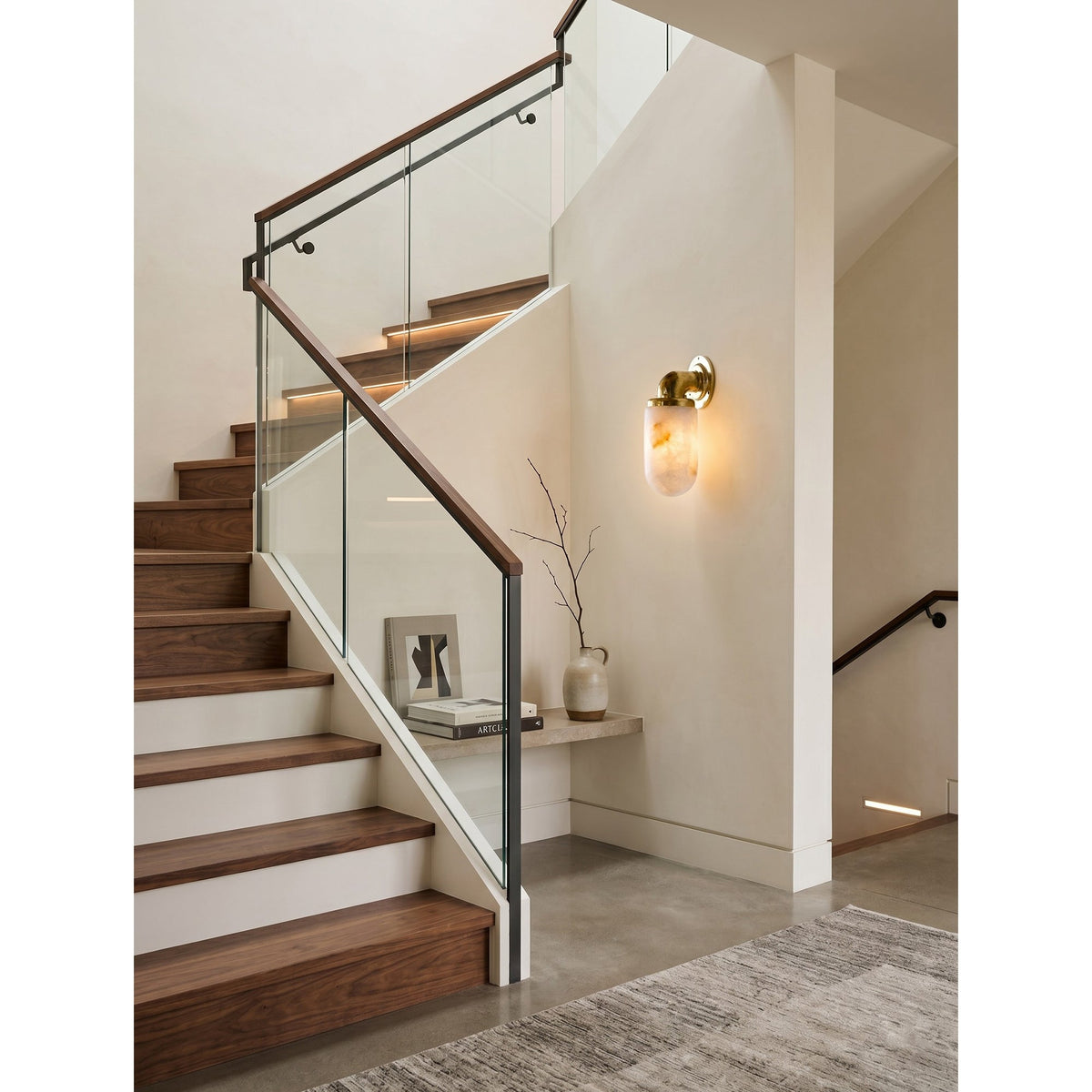Marine wandlamp van met albasten kap